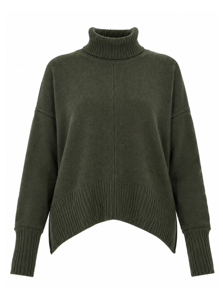 C.T. PLAGE Turtleneck Sweater in Khaki Product Shot 
