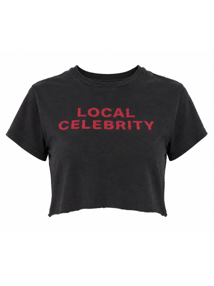 RE/DONE Cropped 60s Slim Local Celeb Tee in Washed Noir Product Shot 