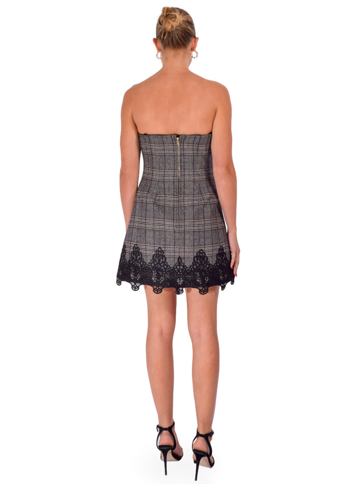 CARA CARA Ina Dress in Keighley Plaid Gray Back View 