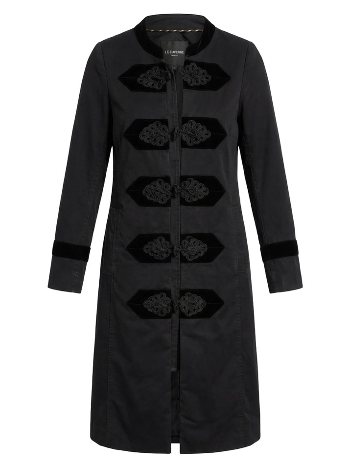 LE SUPERBE Military Car Coat in Washed Black Product Shot 