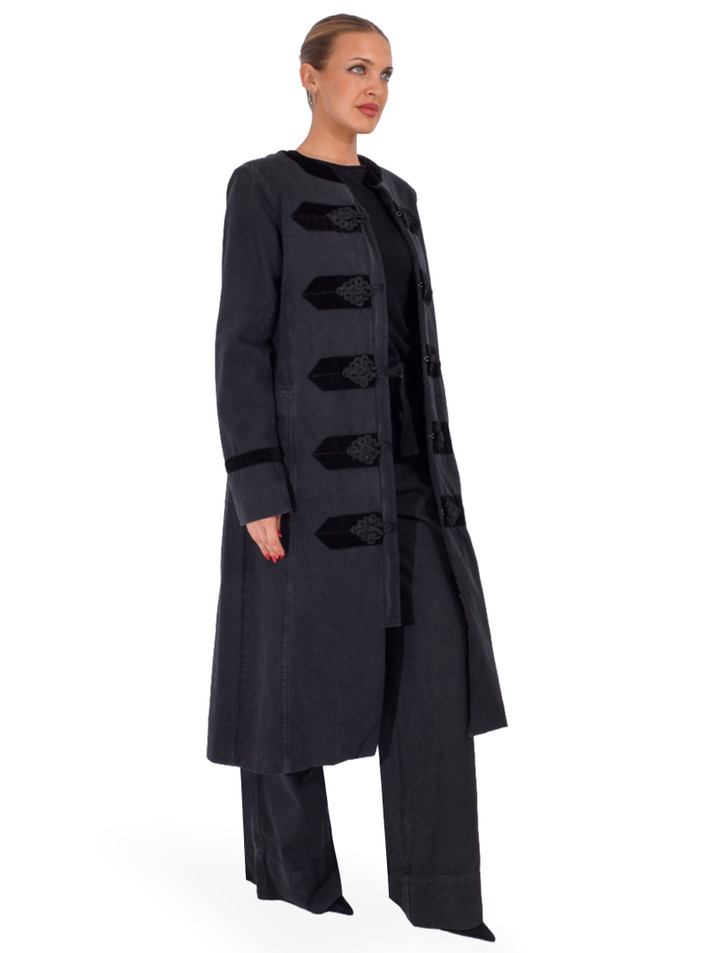 LE SUPERBE Military Car Coat in Washed Black Side View 