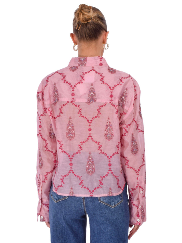 CISSA The Belle Shirt in Pink Cotton Back View 