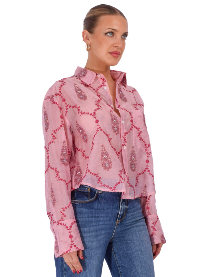 CISSA The Belle Shirt in Pink Cotton Side View 