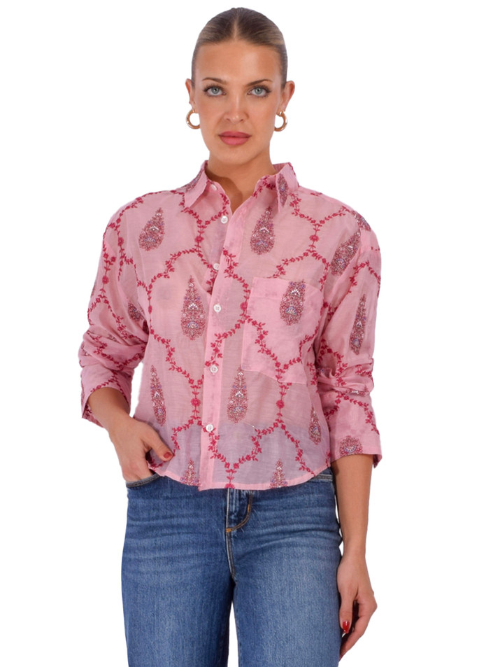 CISSA The Belle Shirt in Pink Cotton Front View 