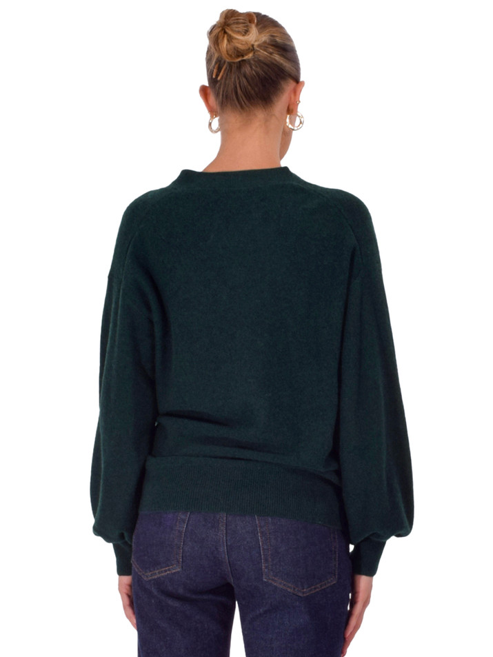 CISSA Slouch Wrap Cardigan in Green Back View 