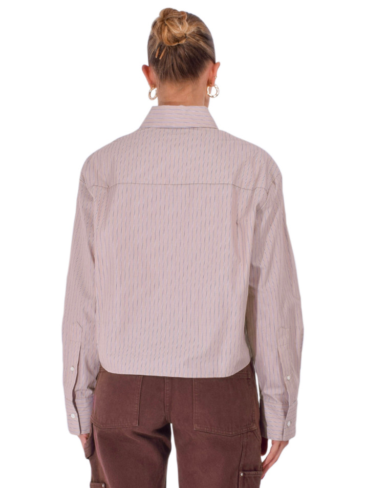 CISSA The Shorty Shirt in Tan Saddle Stripe Back View 