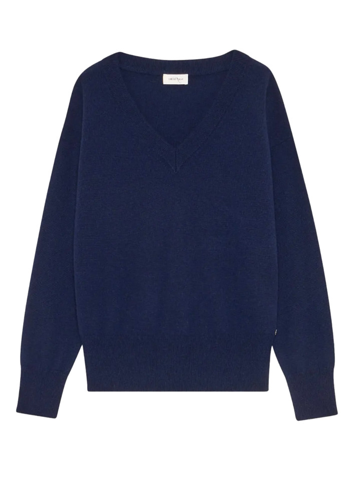 OTTOD'AME Cashmere V-Neck Sweater in Night Product Shot 