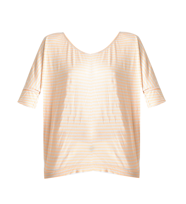 Humanoid Noor Striped T-Shirt in Gray and Orange Product Shot