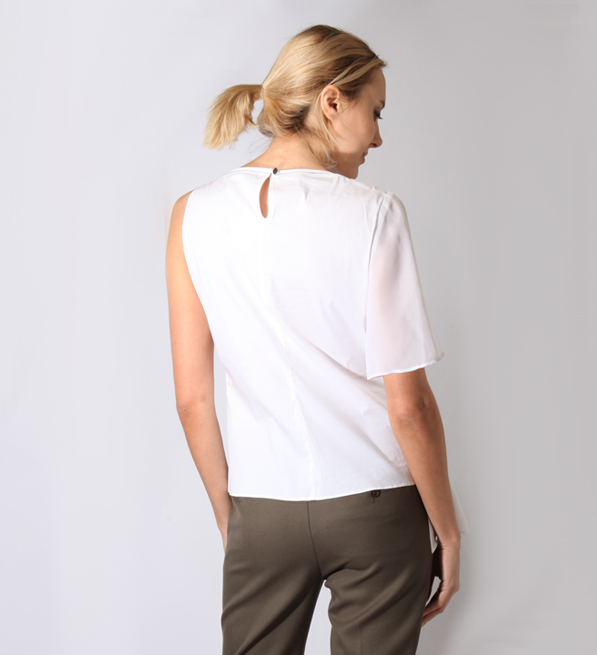 Jordan Louis Toto One Shoulder Top in White Back View 