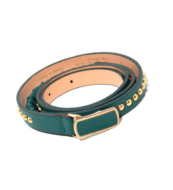 Hoss Teal Belt with Gold Studs