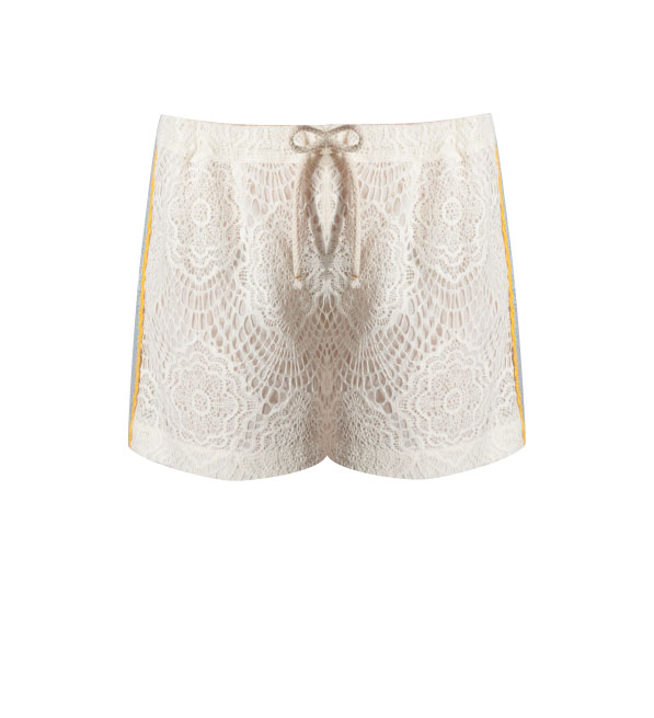 Ottod'Ame Lace Shorts with Striped Embroidery Product Shot 