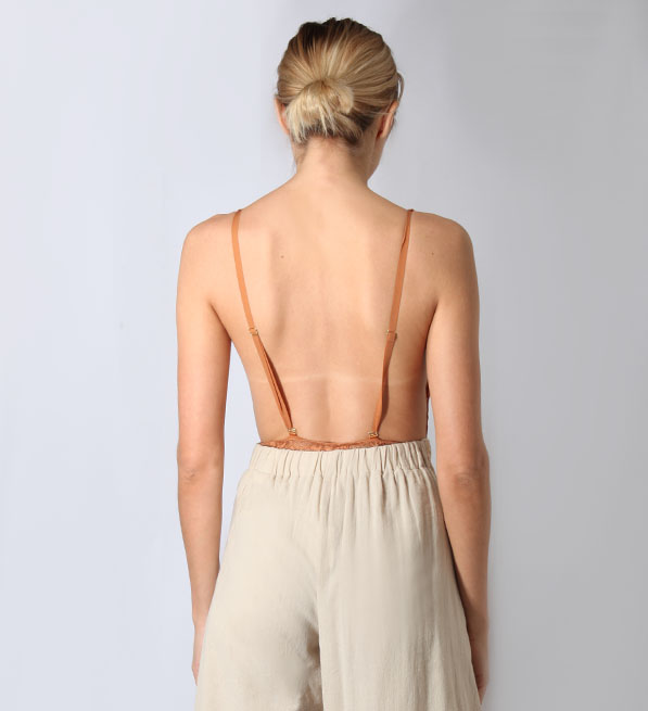 HAH Comin' in HAHT Lace Bodysuit in Brown Sugar Back View