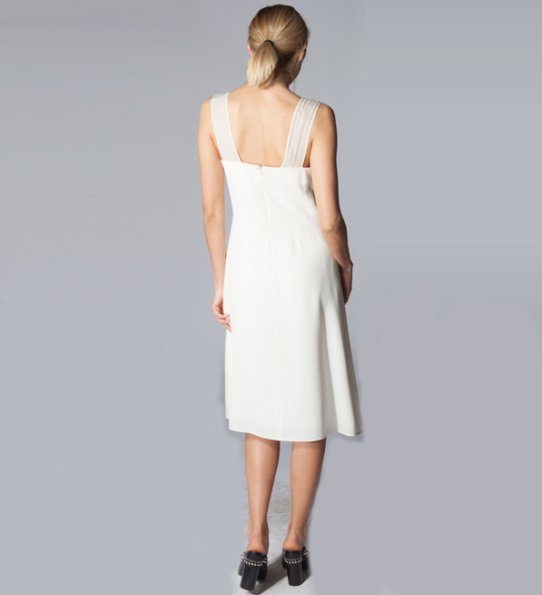 3.1 Phillip Lim Sleeveless A-Line Dress in Ivory Back View 