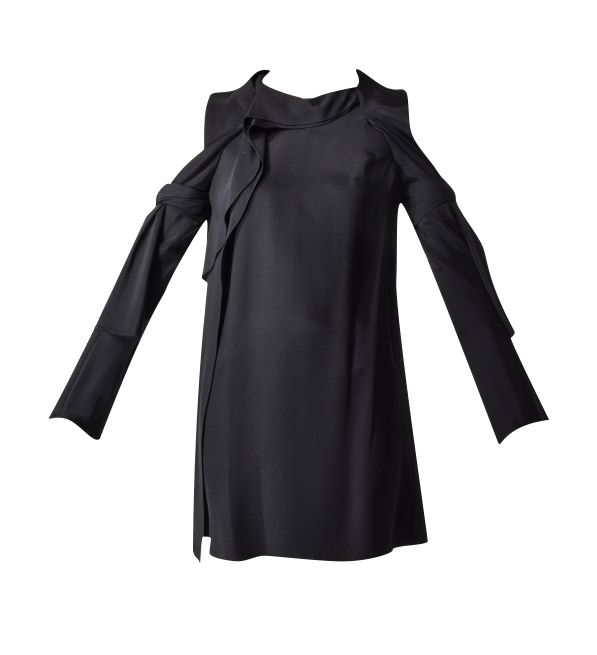 3.1 Phillip Lim Long Sleeve Cold Shoulder Dress in Black Product Shot 