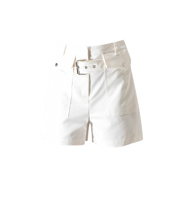 3.1 Phillip Lim Belted Cargo Shorts with Large Flap Pockets in Antique White Product Shot 