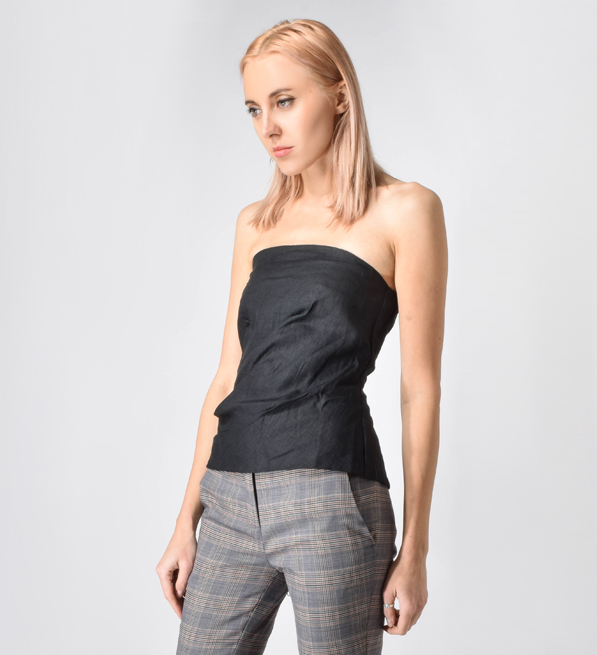 MLM Label Nirvana Strapless Wrap Top in Black Side View 