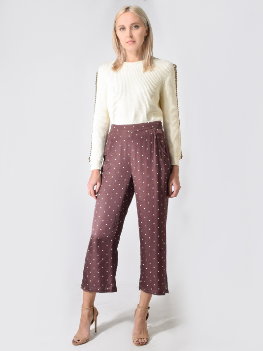 Capulet Teresa Pant in Brown Polka Dot Front View 