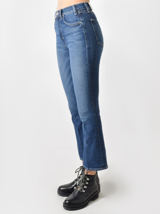 McGuire The Loyalist Cropped flare Jeans in Medium Blue Side View 