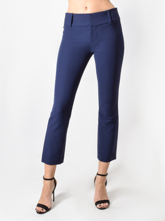 Stacey Slim Ankle Pant in Sapphire Close Up Front View 