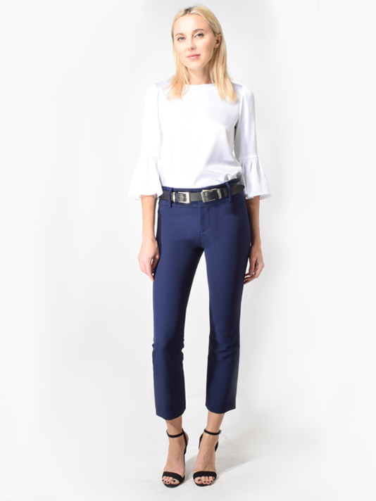 Stacey Slim Ankle Pant in Sapphire Front View 