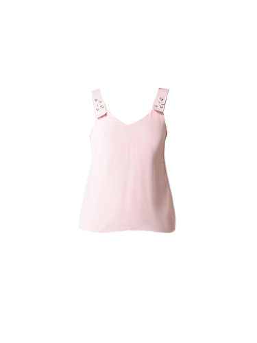 Ottod'Ame Viscose Cami w/ Rhinestones in Baby Pink