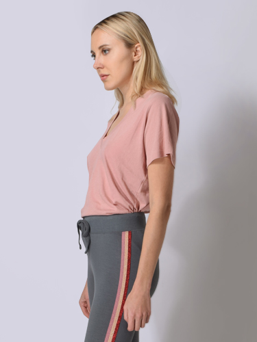 Maison T Sofia Cotton Tee in Skin Pink Side View 