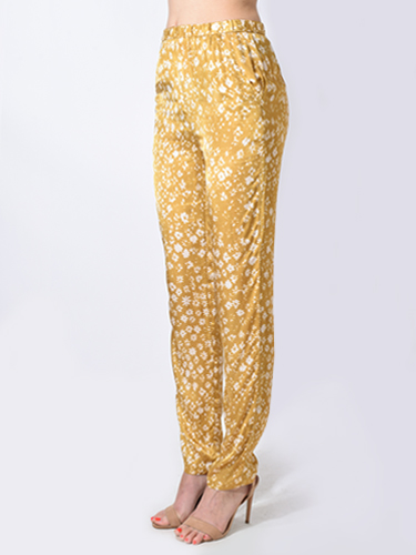 Humanoid Straight Leg Satin Pant in Honey Flower Side View 