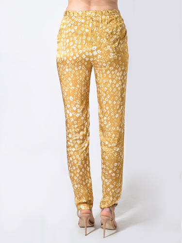 Humanoid Straight Leg Satin Pant in Honey Flower Back View 