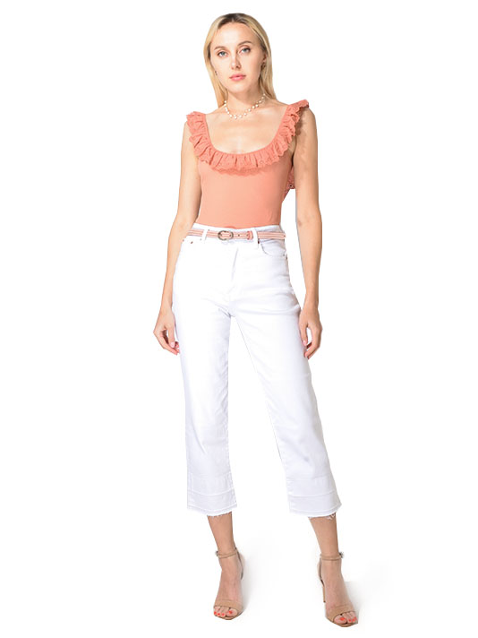 Etica Tyler Ankle Jeans in White Dawn Front View 