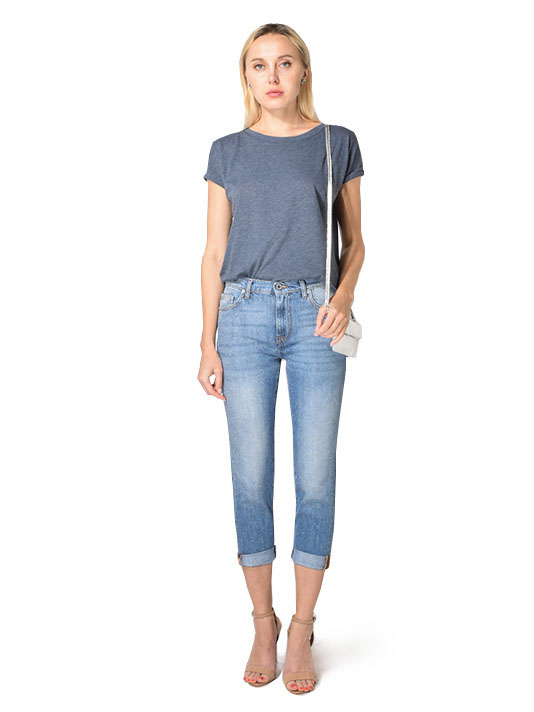 Ottod'Ame Sparkly Cuffed Jean in Blue

