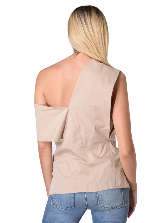 3.1 PHILLIP LIM One shoulder Wool Top In Beige Back View 