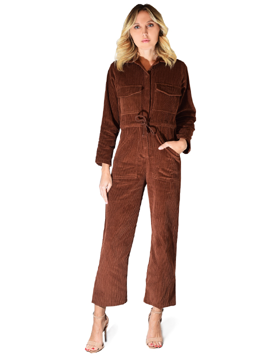 Rachel Pally Corduroy Dylan Jumpsuit In Brown Sugar Front View 