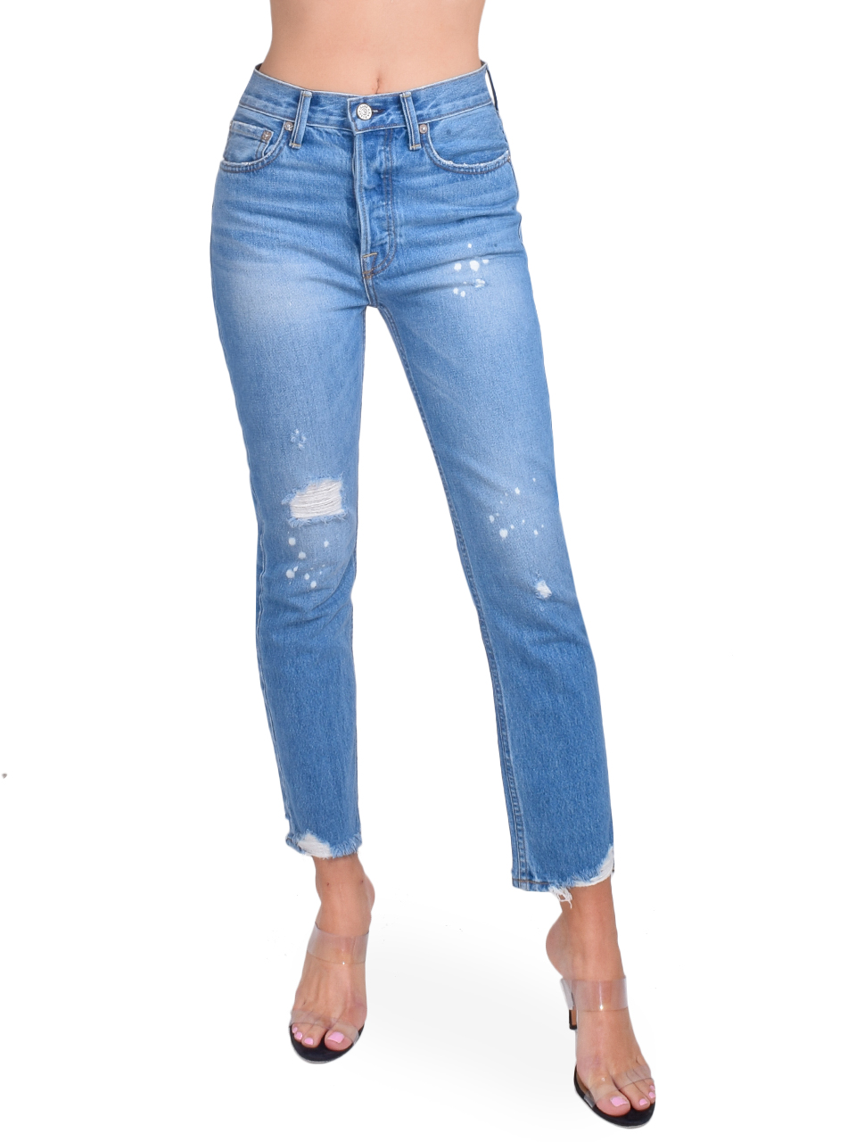 NO END Newport Slim Straight Cropped Jean in Beastie Front View
