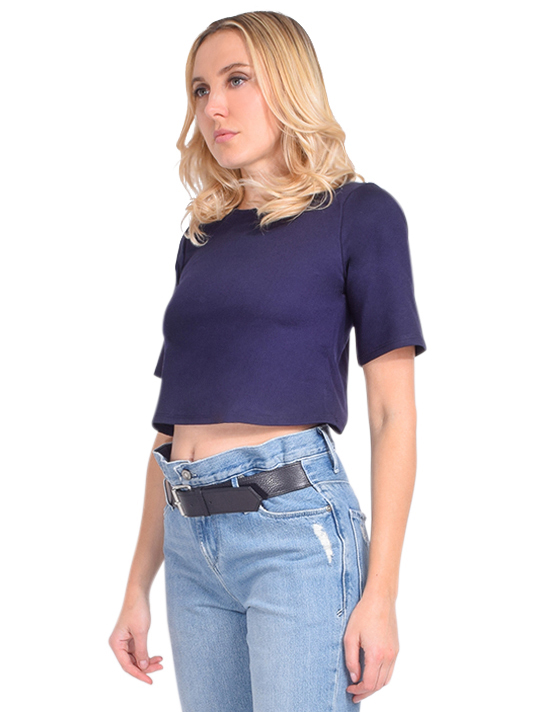 Ripley Rader Boxy T-Shirt in Navy Side View 