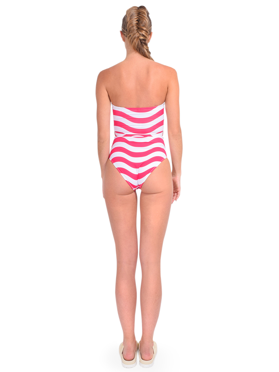 SOLID & STRIPED Madeline Belted One Piece in Wavy Lollipop Stripe No Straps Back View 
