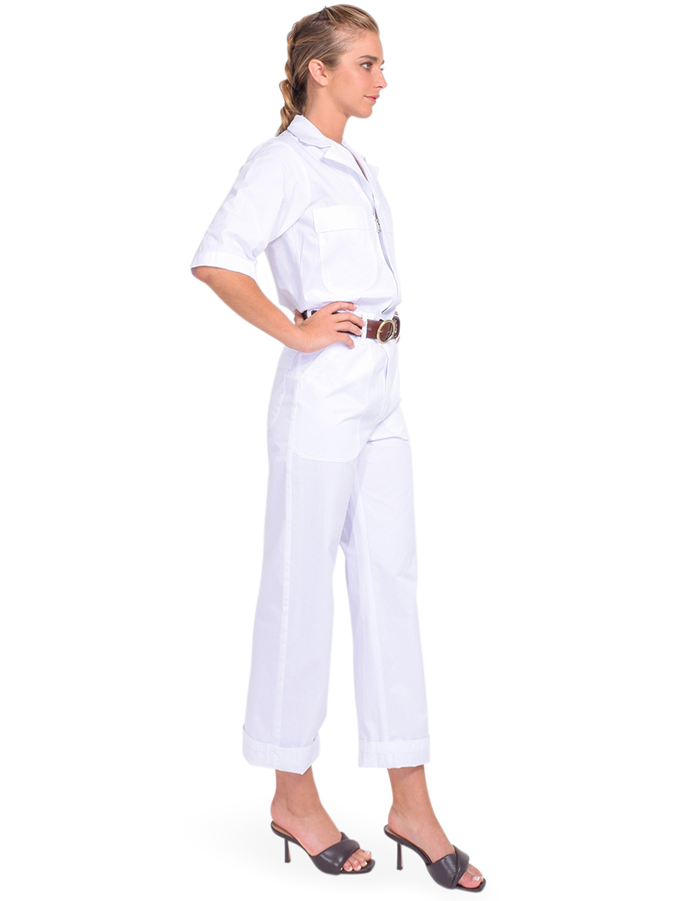 Ottod'Ame Cotton Jumpsuit in White Side View