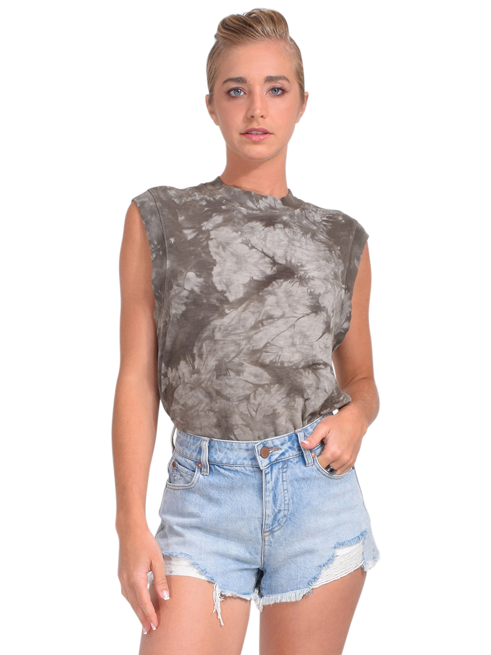 Cotton Citizen Tokyo Muscle Tee in Ash Crystal Front View
