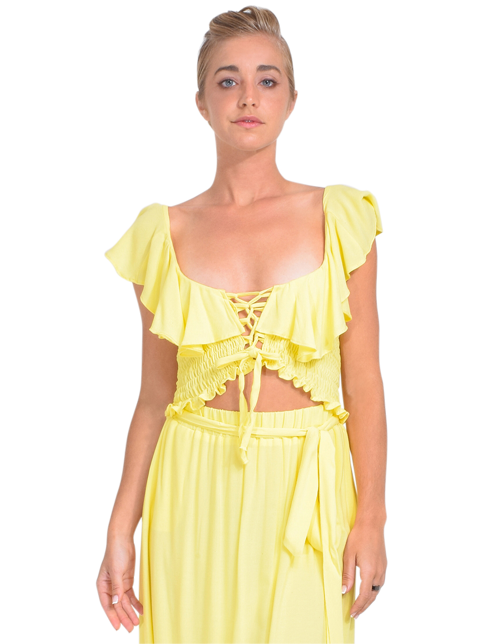 KASIA Sifnos Crop Top in Yellow Front View 1
