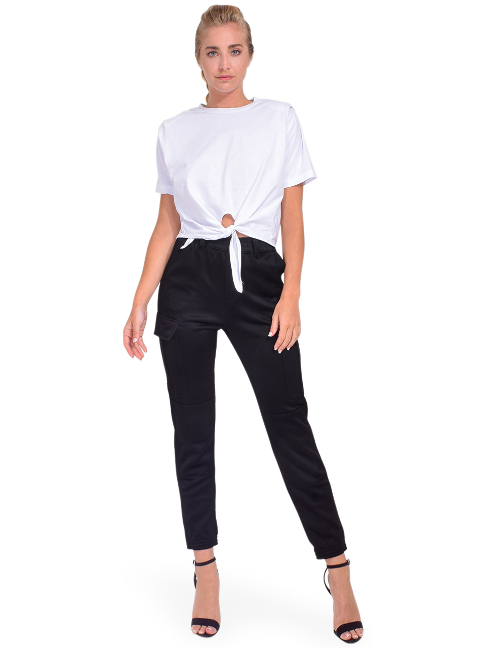 RTA Jinni Cargo Pant in Black Full Outfit
