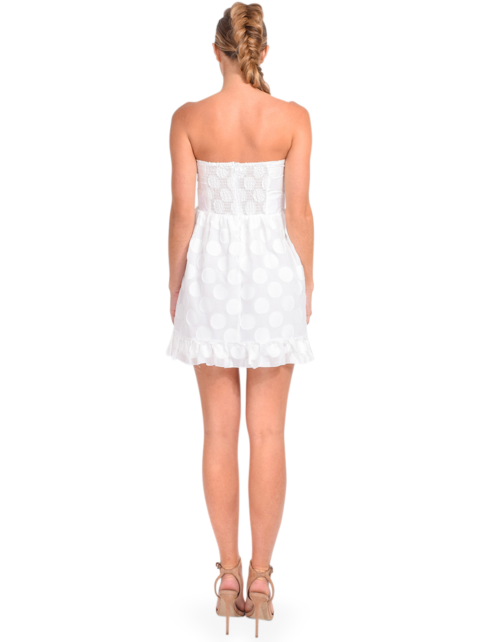 Karina Grimaldi Annie Dot Mini Dress in White Back View 