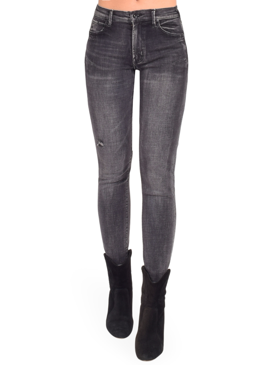 SERRA Mid Rise Skinny Jean in Rockpoint Black Front View 