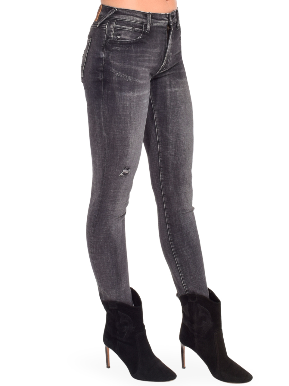 SERRA Mid Rise Skinny Jean in Rockpoint Black Side View 