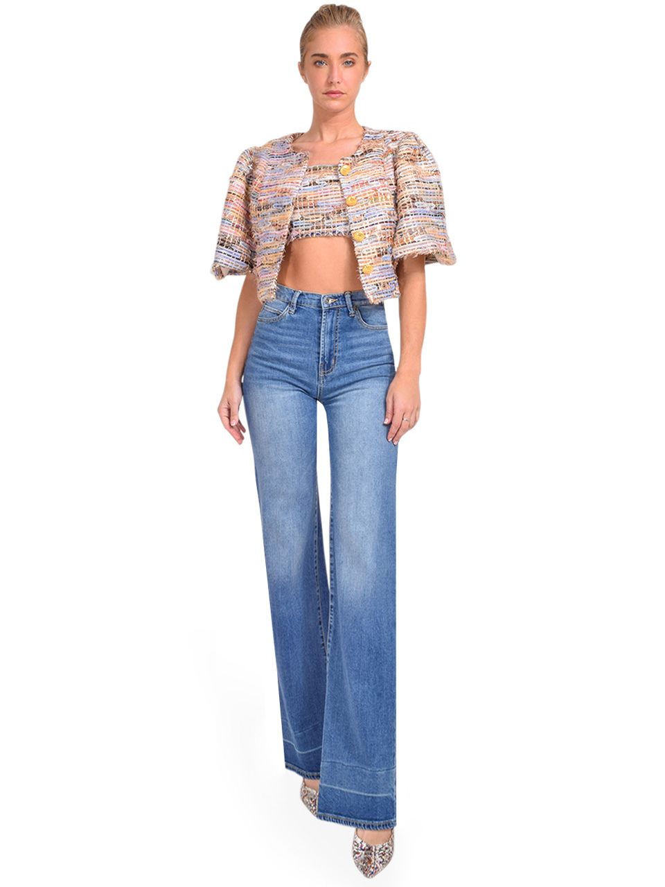 SERRA After Midnight High Rise Wide Leg Jean Full Outfit 