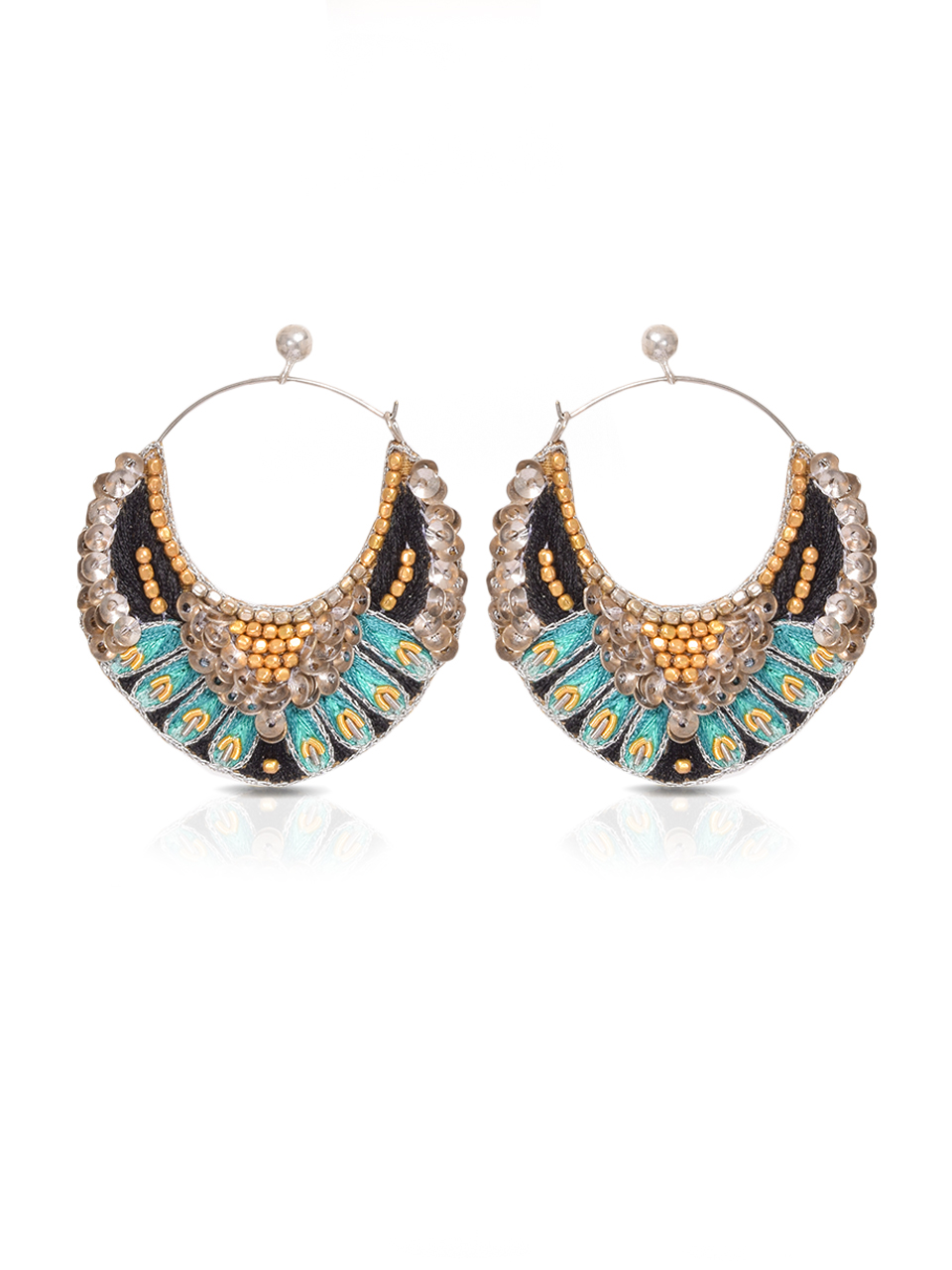 NAHUA Nida Embroidered Earrings in Green