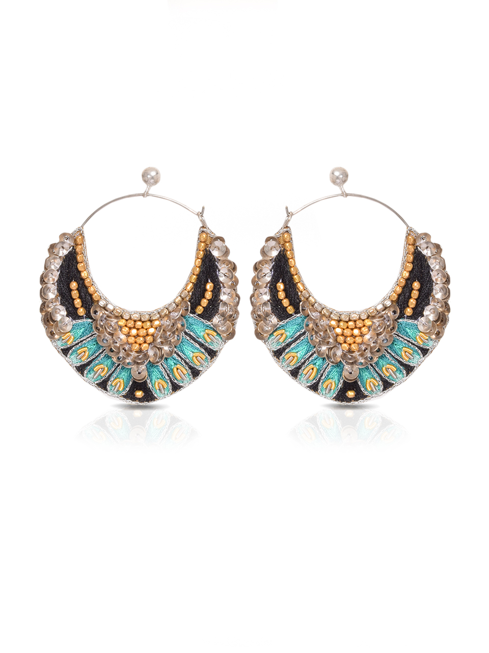 NAHUA Nida Embroidered Earrings in Green