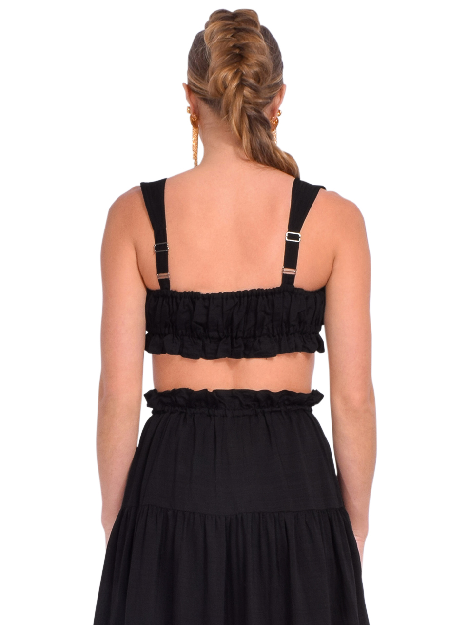 Sabina Musayev Ashby Crop Top in Black Back View 