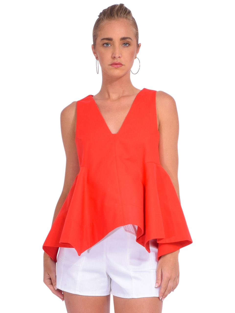 3.1 Phillip Lim Sleeveless V-Neck Top in Watermelon Front View 