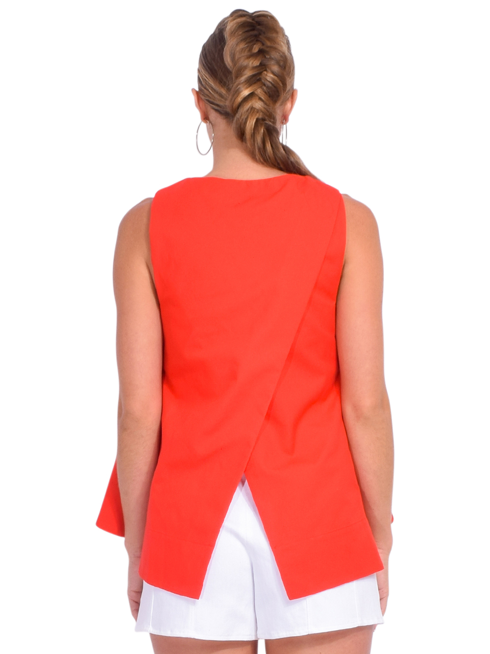 3.1 Phillip Lim Sleeveless V-Neck Top in Watermelon Back View