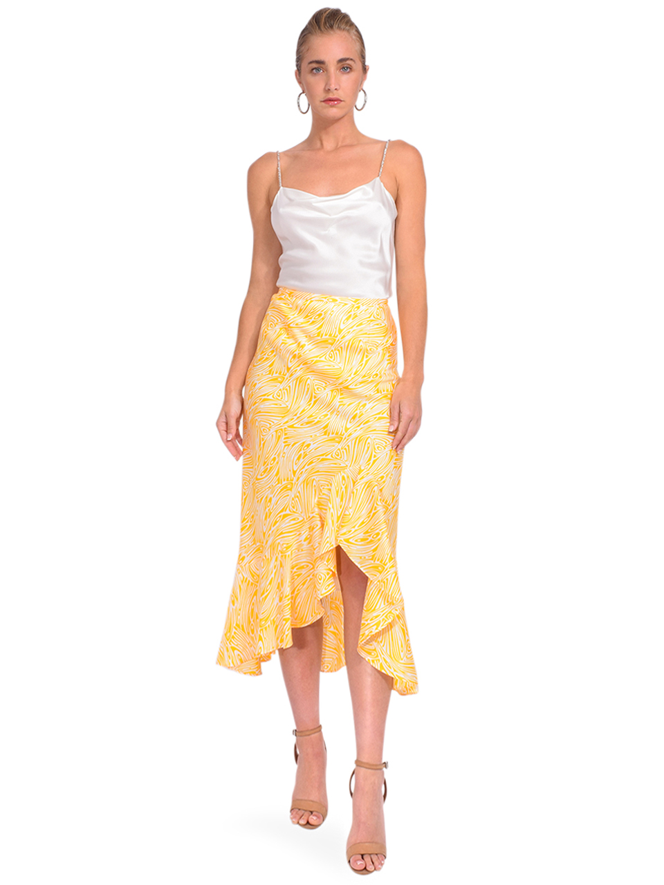 Cinq a Sept Valencia Ruffle Midi Skirt Full Outfit 