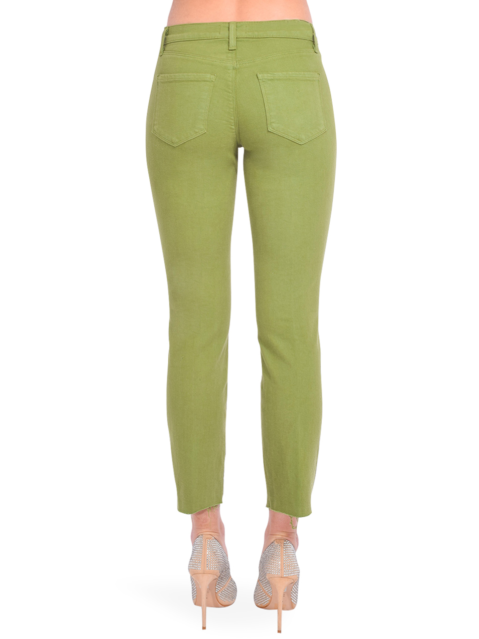 L'Agence Sada High Rise Crop Slim Jean in Cactus Green Back View 